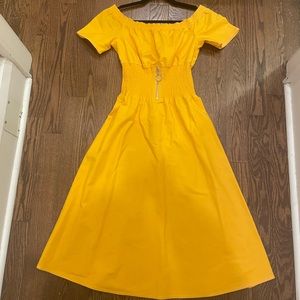 Maje yellow off the shoulder dress